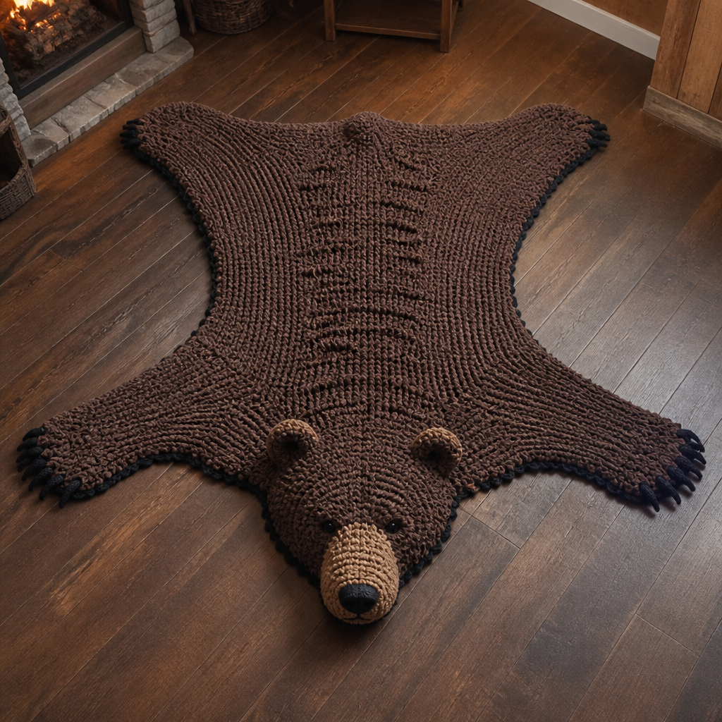 Crochet Realistic Plush Bear Rug Amigurumi Free Pattern