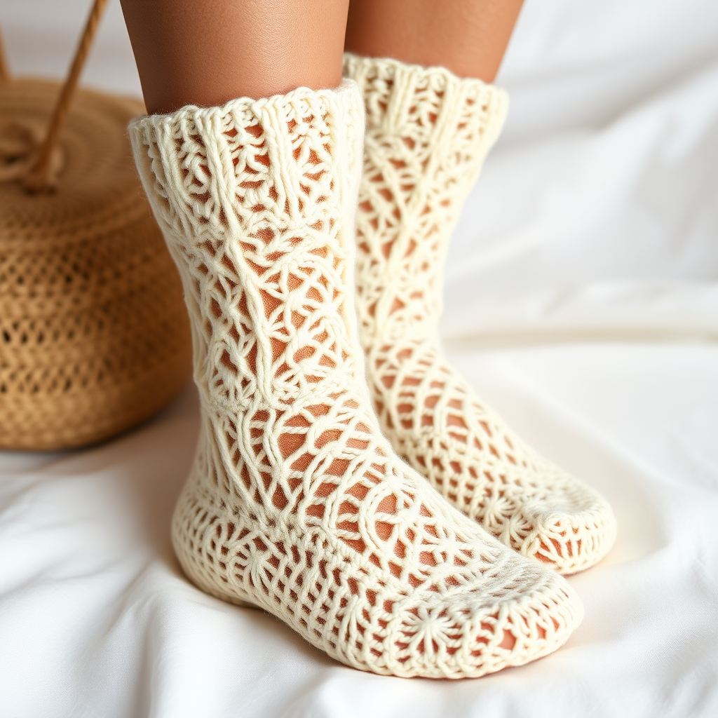 Elegant Lace Crochet Socks Pattern