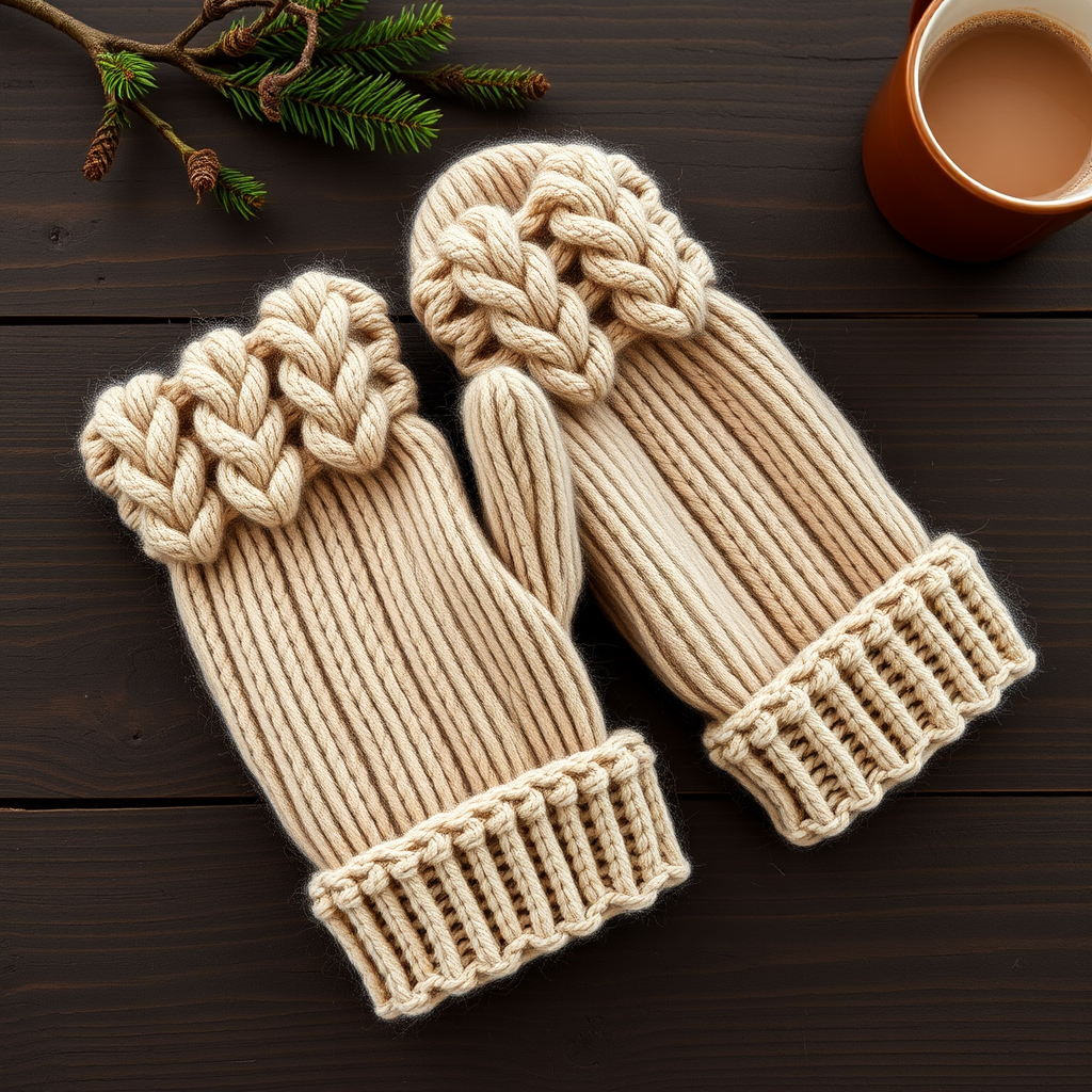 Cozy Cabin Ridge Mittens Free Pattern – Textured Knit with Braided Cuff