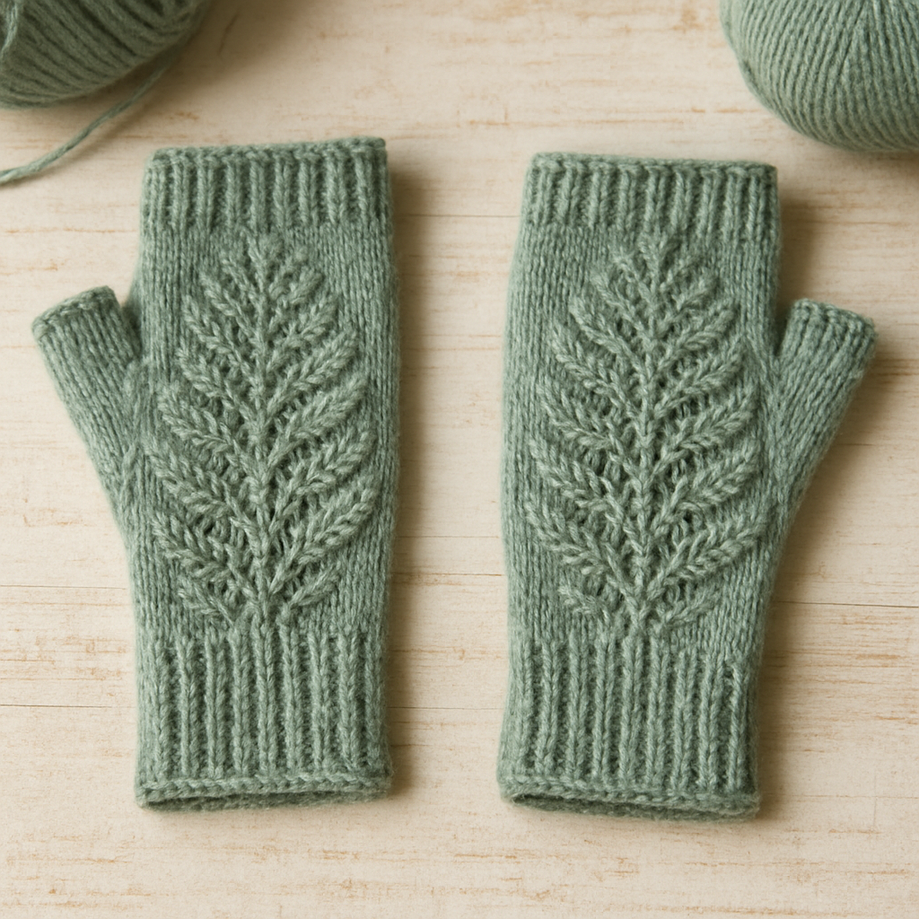 Frosted Fern Fingerless Gloves Free Pattern