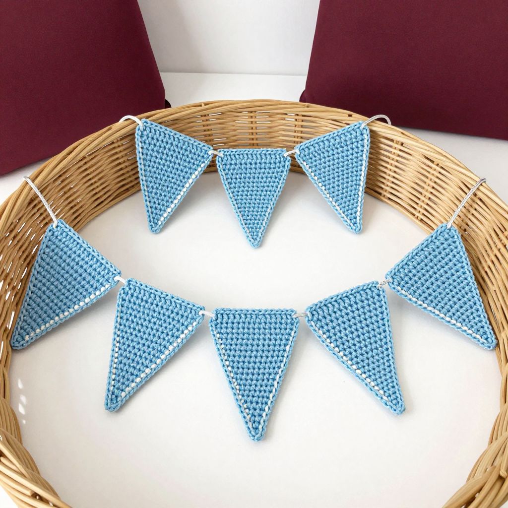Ice Blue Picot Bunting Free Crochet Pattern