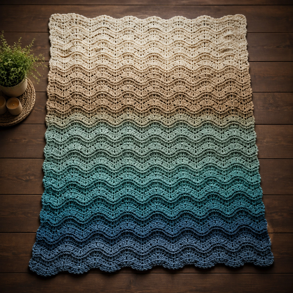 Crochet Elegant Gradient Wave Blanket Free Pattern