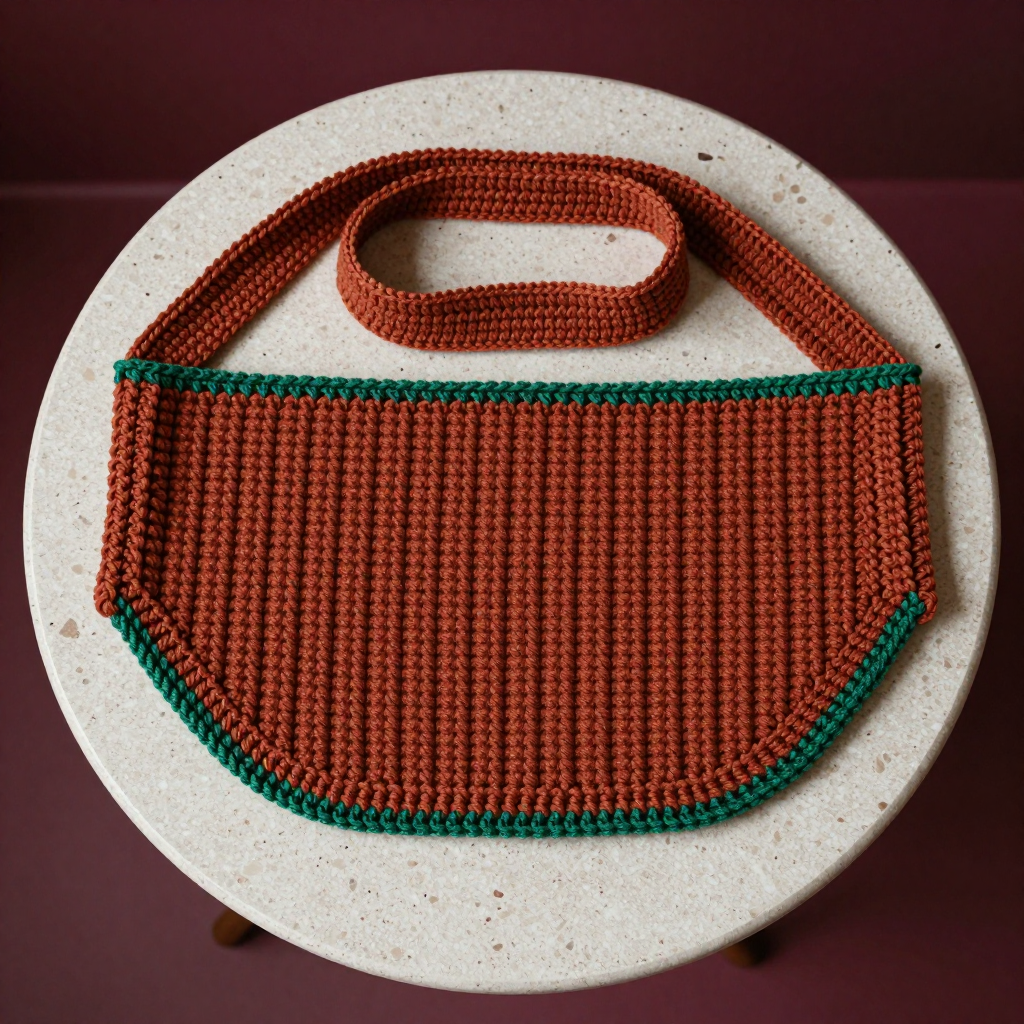 Rust & Forest Green Yoga Mat Sling Band: Free Crochet Pattern with Post-Ribbing