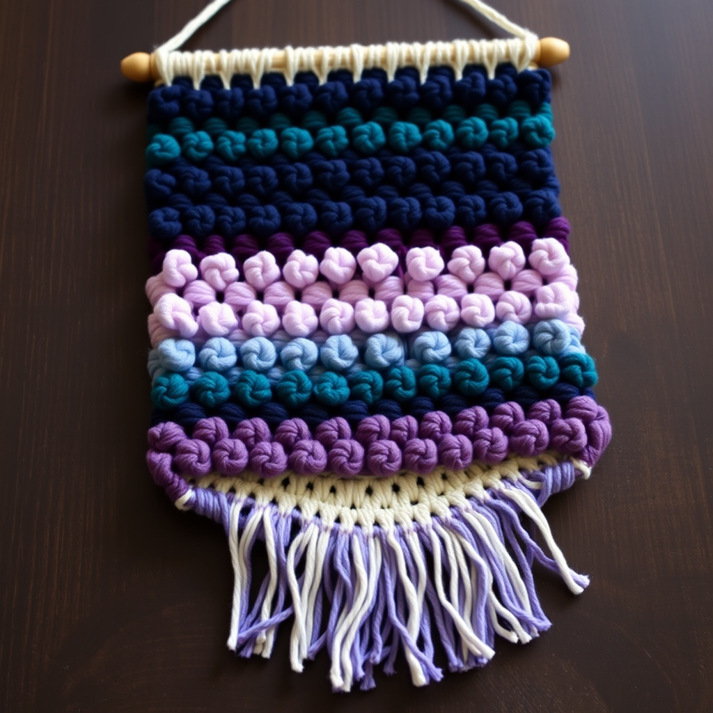 Aurora Borealis Popcorn Stitch Wall Hanging Free Pattern