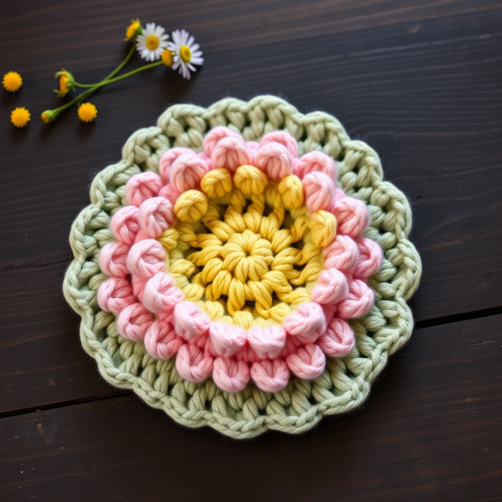 Meadow Blossom Scrubby Set Free Pattern – Crocheted Wildflower Dishcloths with Textured Petals