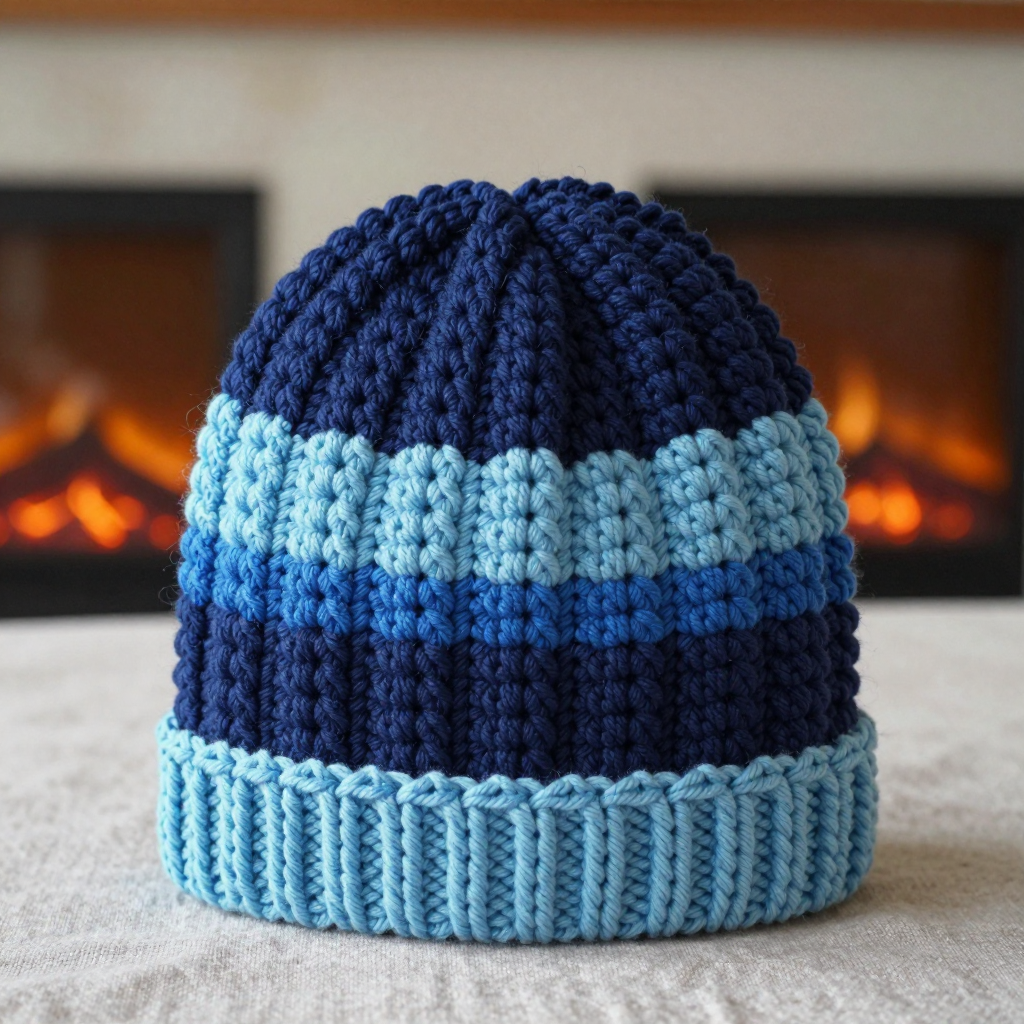 Ocean Blue Shell Stitch Beanie Free Crochet Pattern