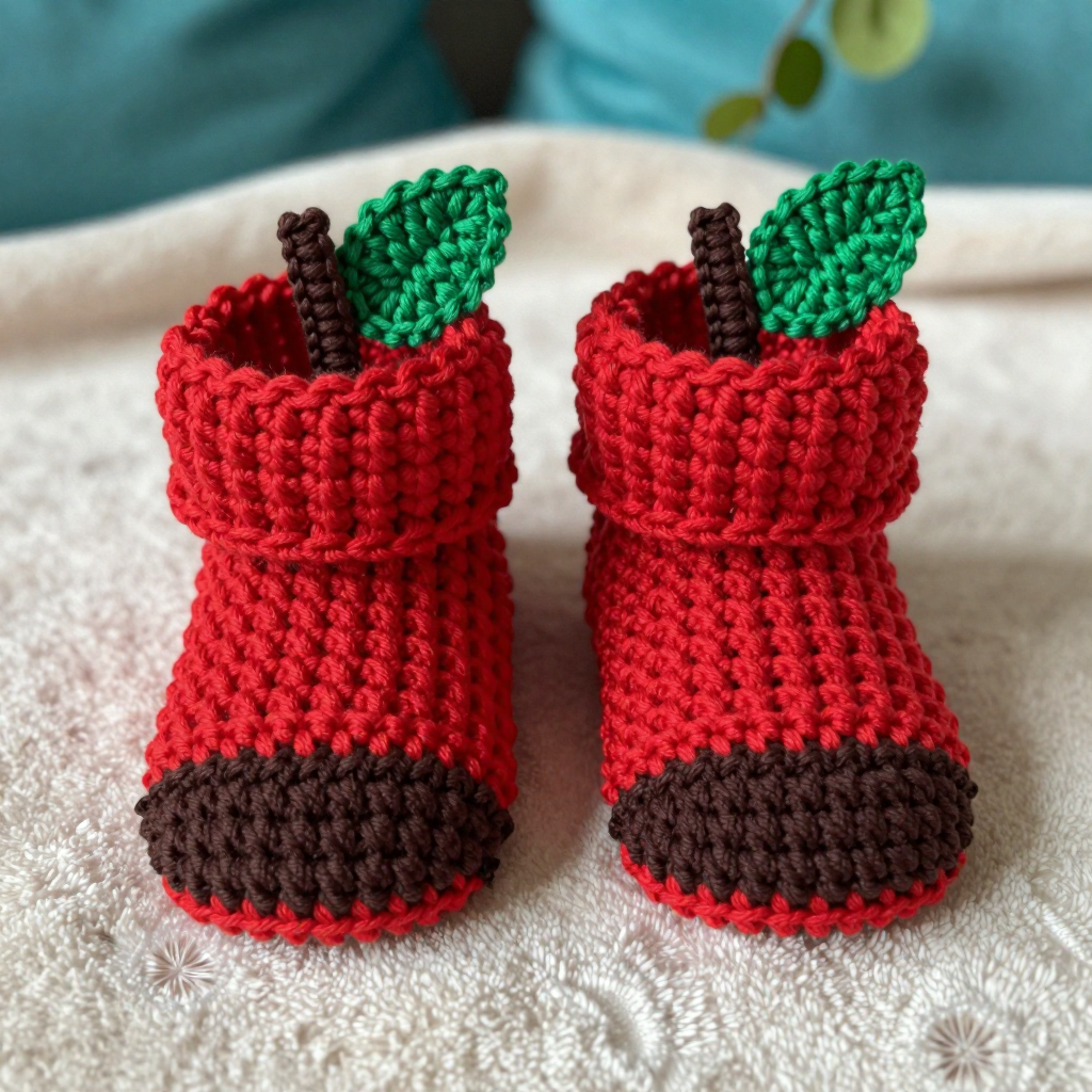 Country Apple Crochet Baby Booties Free Pattern