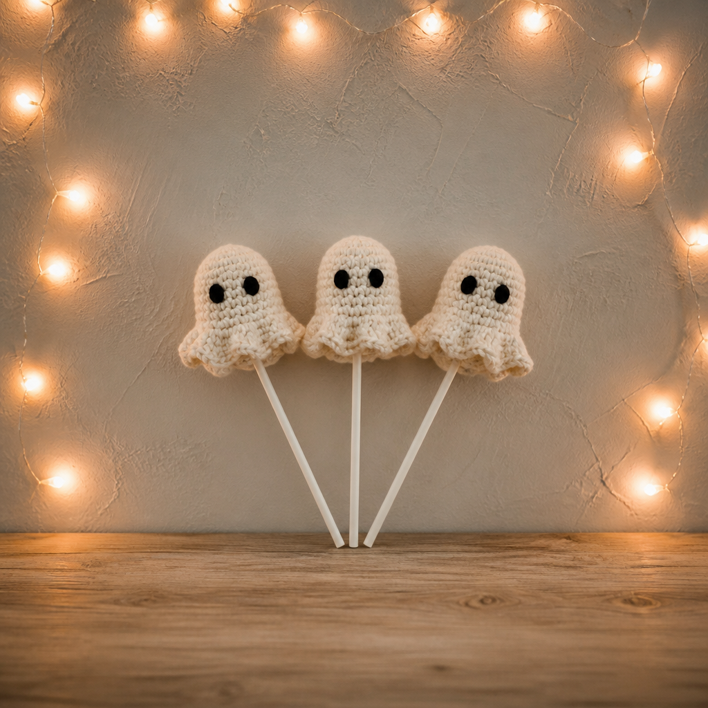 Crochet Cute Mini Ghost Lollipop Covers Free Pattern