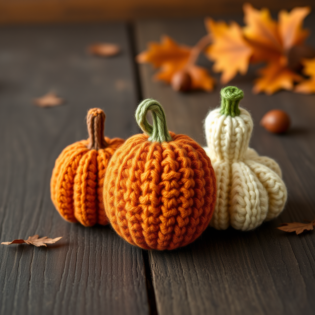 Harvest Moon Mini Gourd Trio Free Pattern – Crochet a Rustic Fall Charm