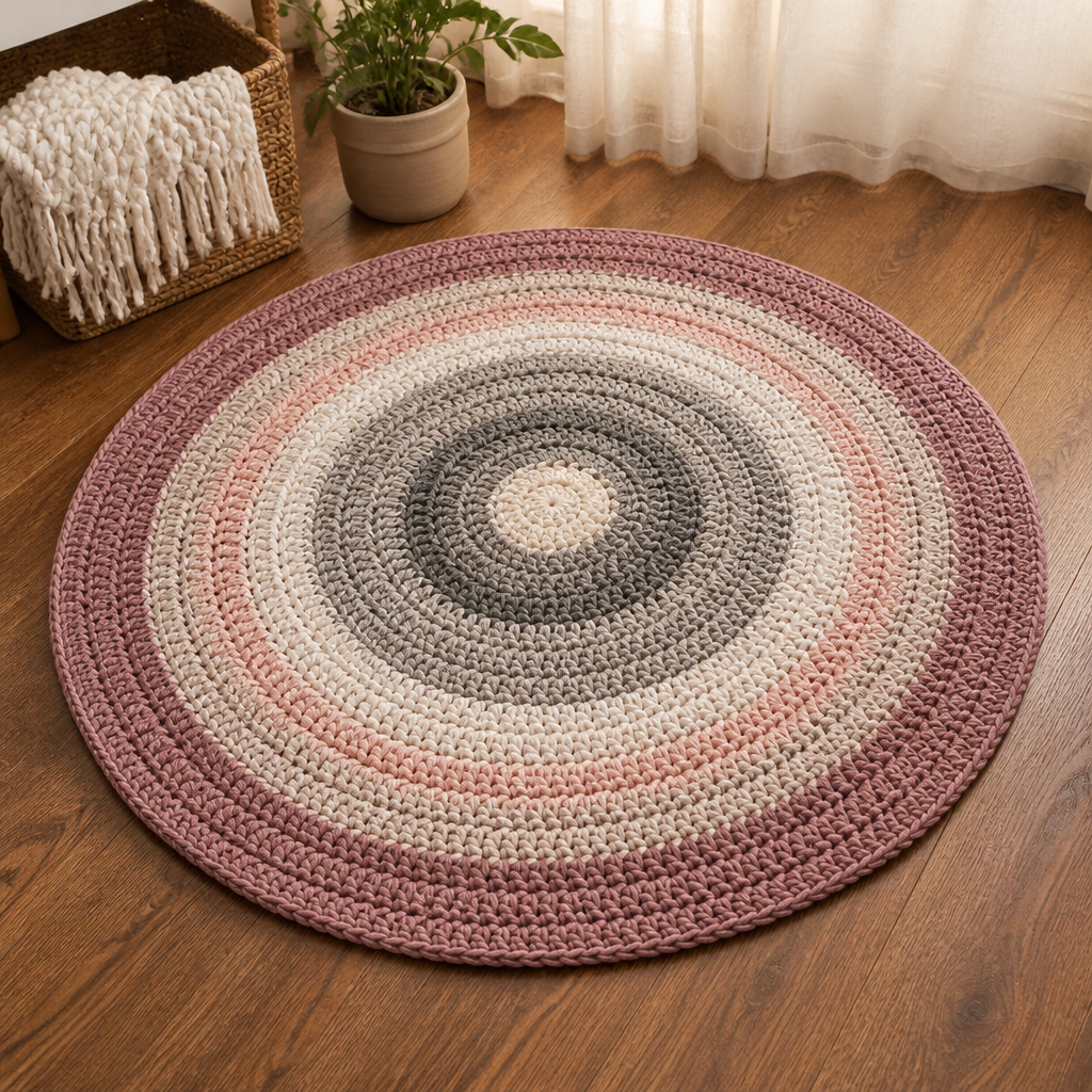 Crochet Soft Gradient Circular Rug Free Pattern
