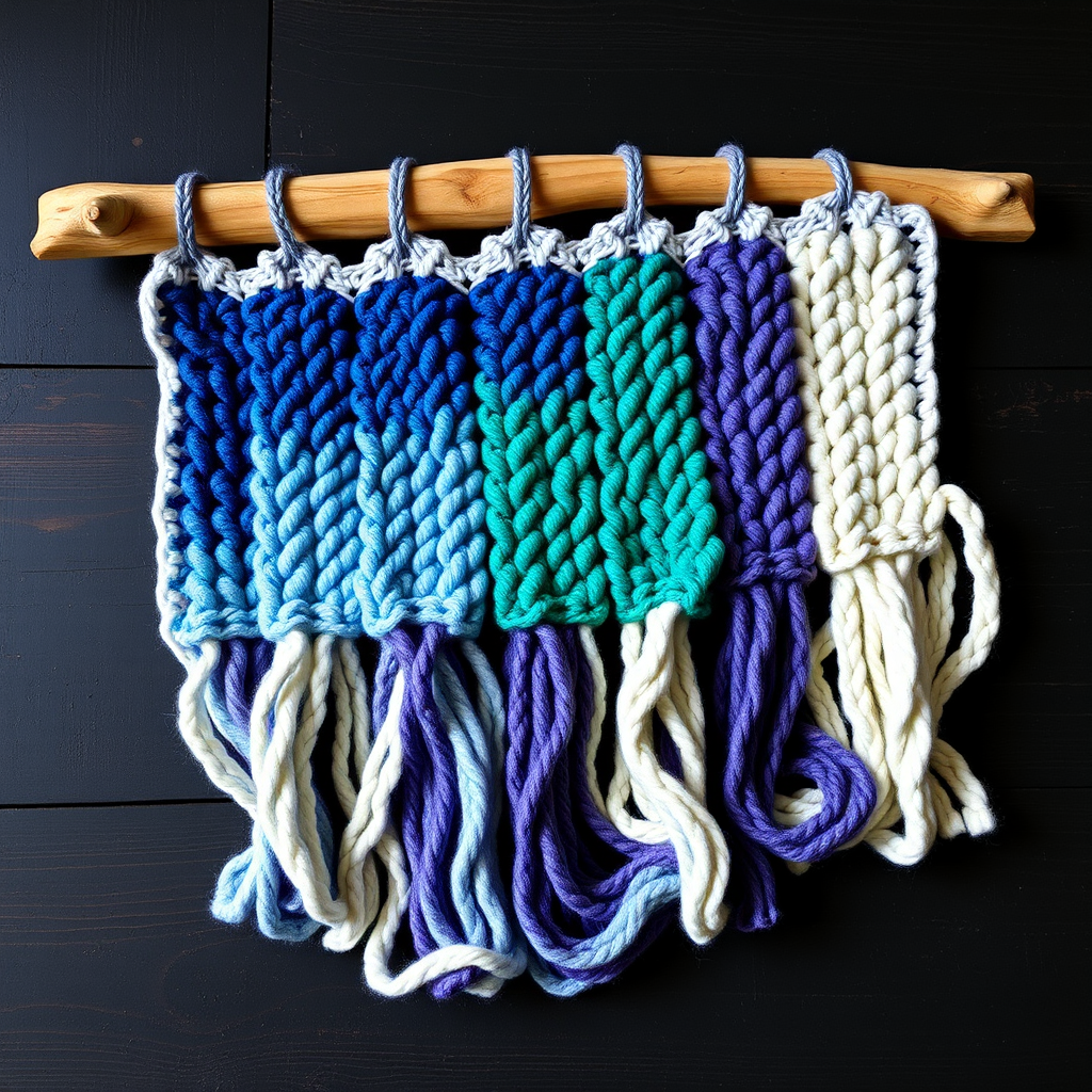 Aurora Borealis Driftwood Wall Hanging Free Crochet Pattern