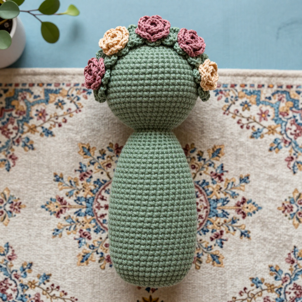Moss & Lichen Rose Crown Peg Doll Free Crochet Pattern