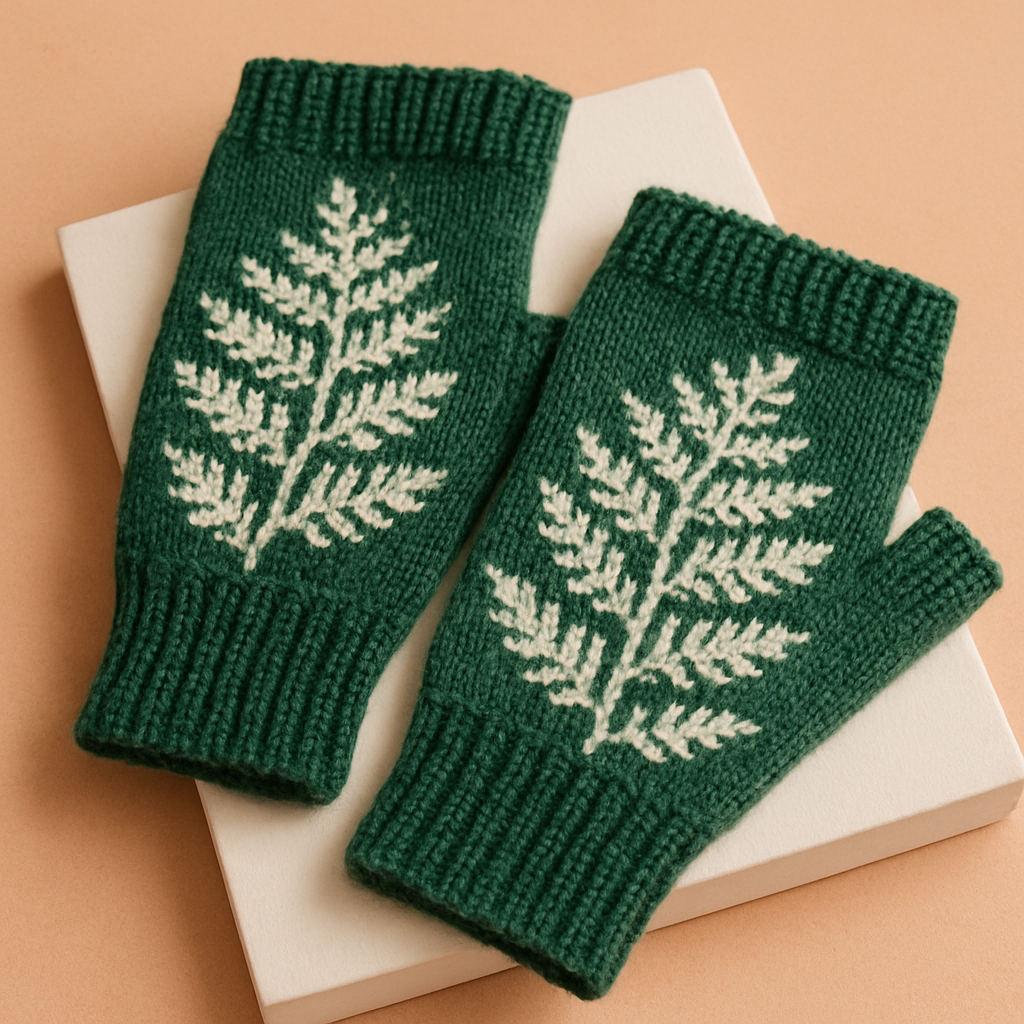 Frosted Fern Fingerless Gloves Free Pattern