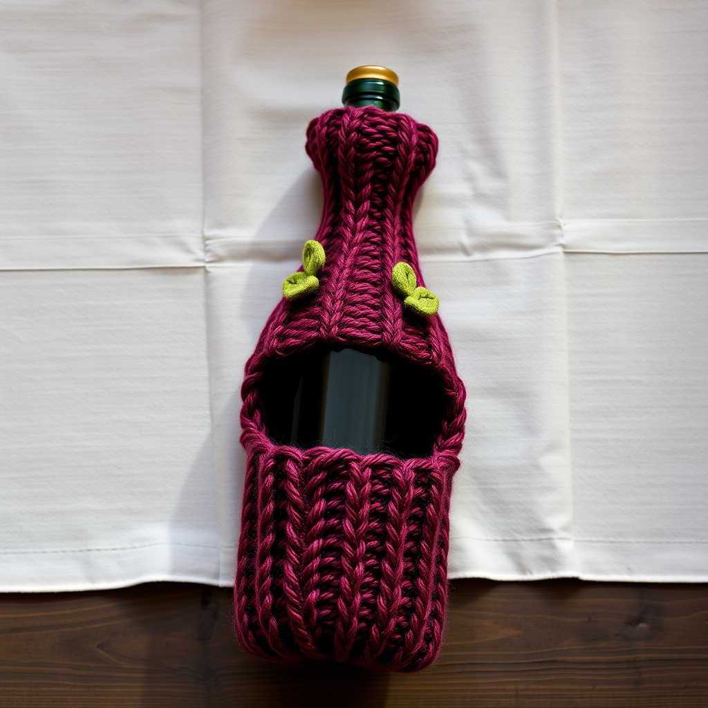 Vintage Vineyard Wine Bottle Cozy Free Pattern – A Knitted Burgundy Wrap