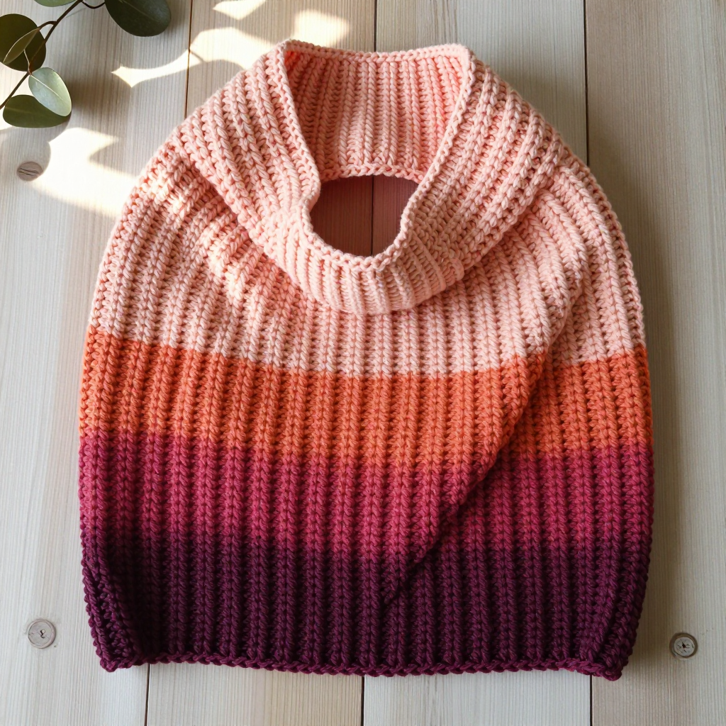 Crater Stitch Crochet Cowl Free Pattern: Sunset Ombre Post-Stitch Rib