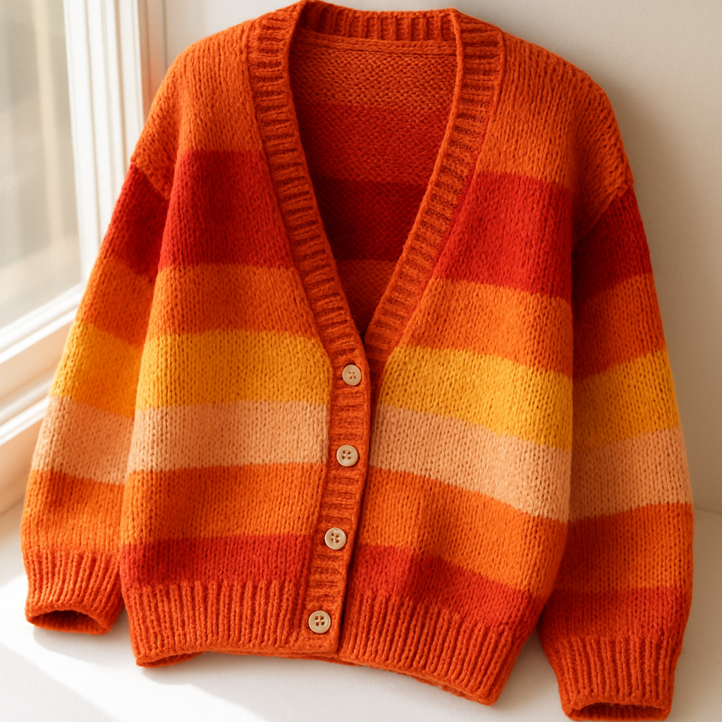Retro Sunset Striped Cardigan Free Pattern
