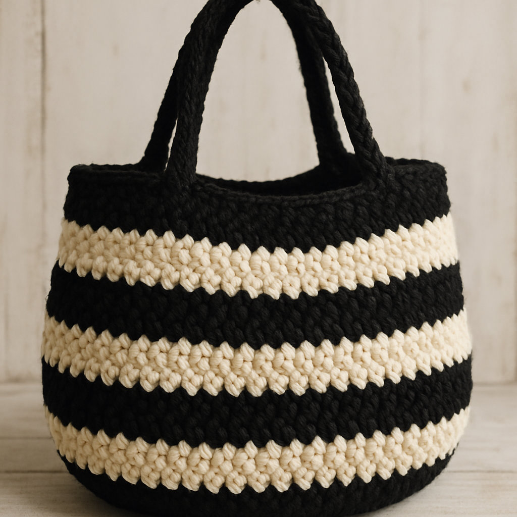 Chunky Y2K Black & White Contrast Tote - Free Pattern