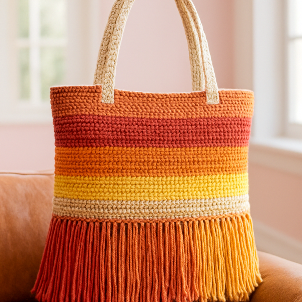 Rustic Sunset Fringe Tote - Free Pattern