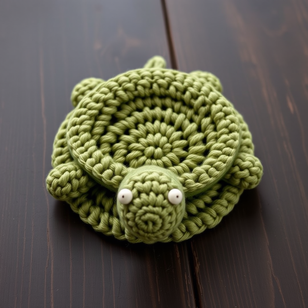 Mossy Meadow Turtle Coaster Free Crochet Pattern – Textured Shell Coasters