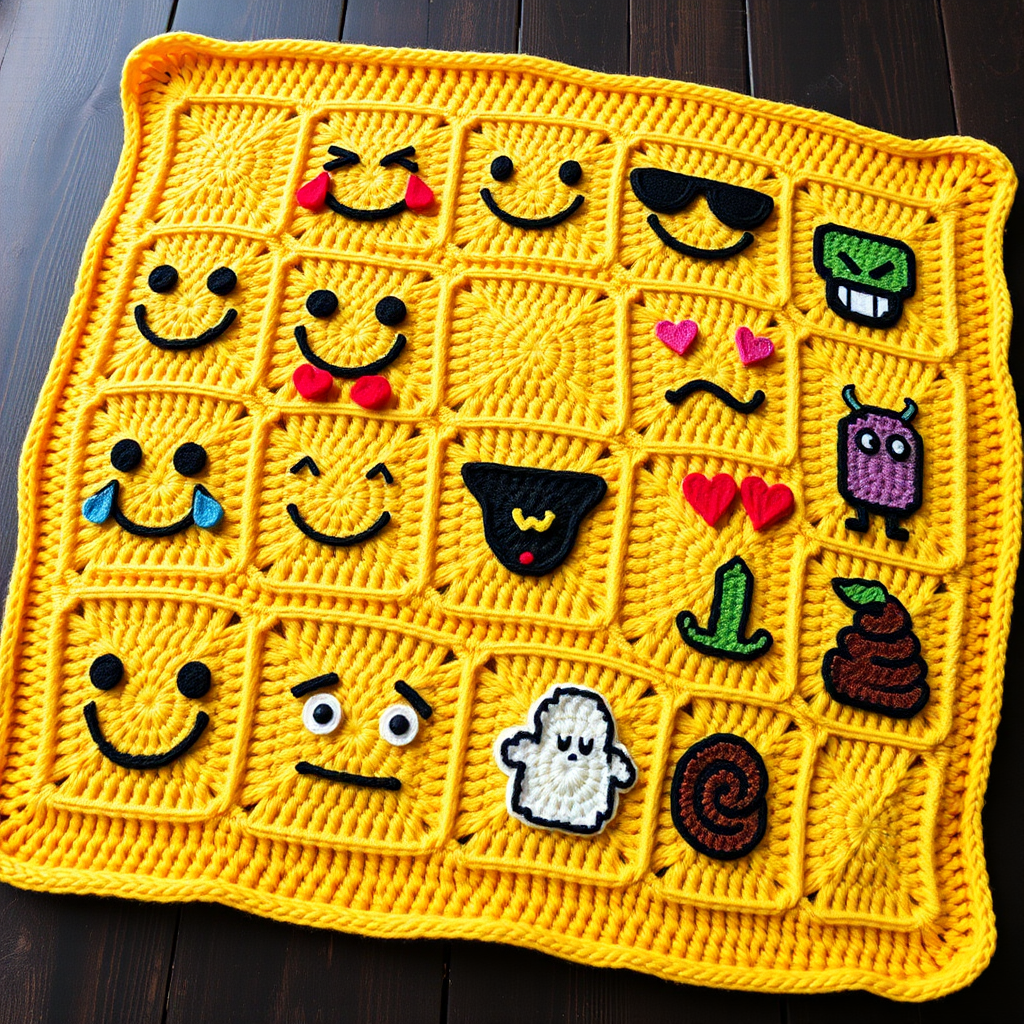 Emoji Mood Blanket Free Pattern – Crochet a Pixelated Emotion Quilt
