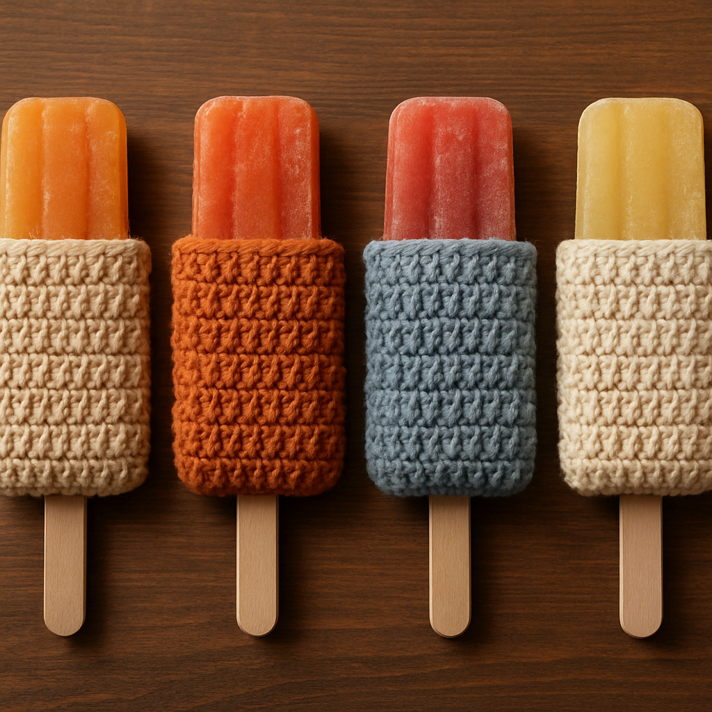 Crochet Stylish Textured Ice Pop Cozies with Fun Appliques Free Pattern