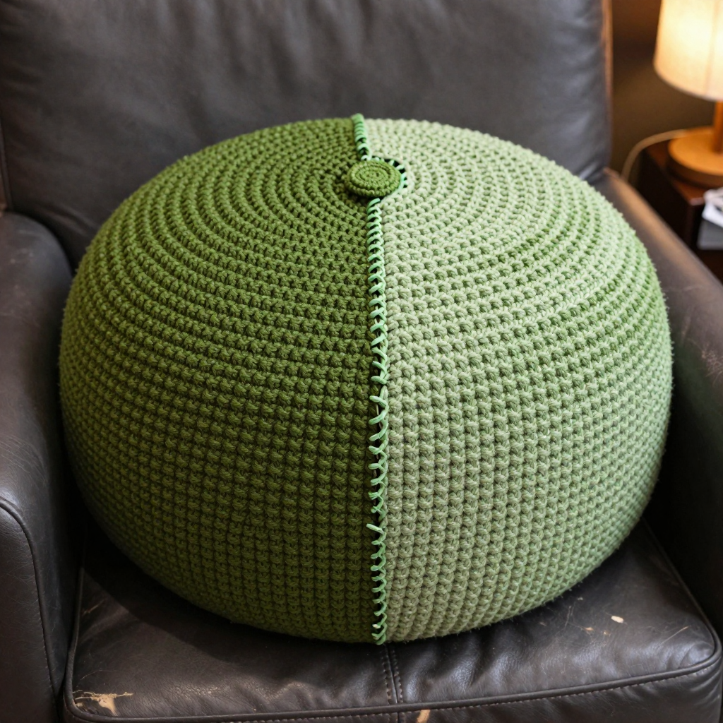 Mossy Garter Circle Pouf: Free Knit Pattern