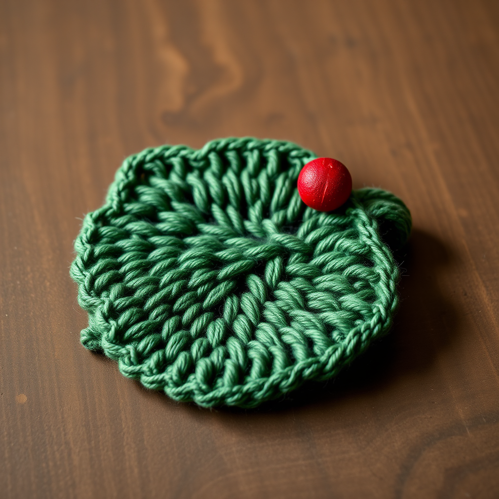 Crimson Berry Holly Leaf Coasters Free Knitting Pattern