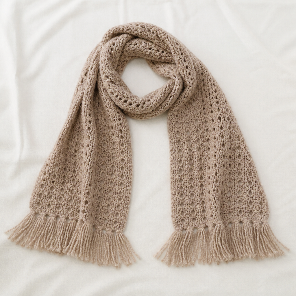 Crochet Elegant Lacy Fringed Infinity Scarf Free Pattern