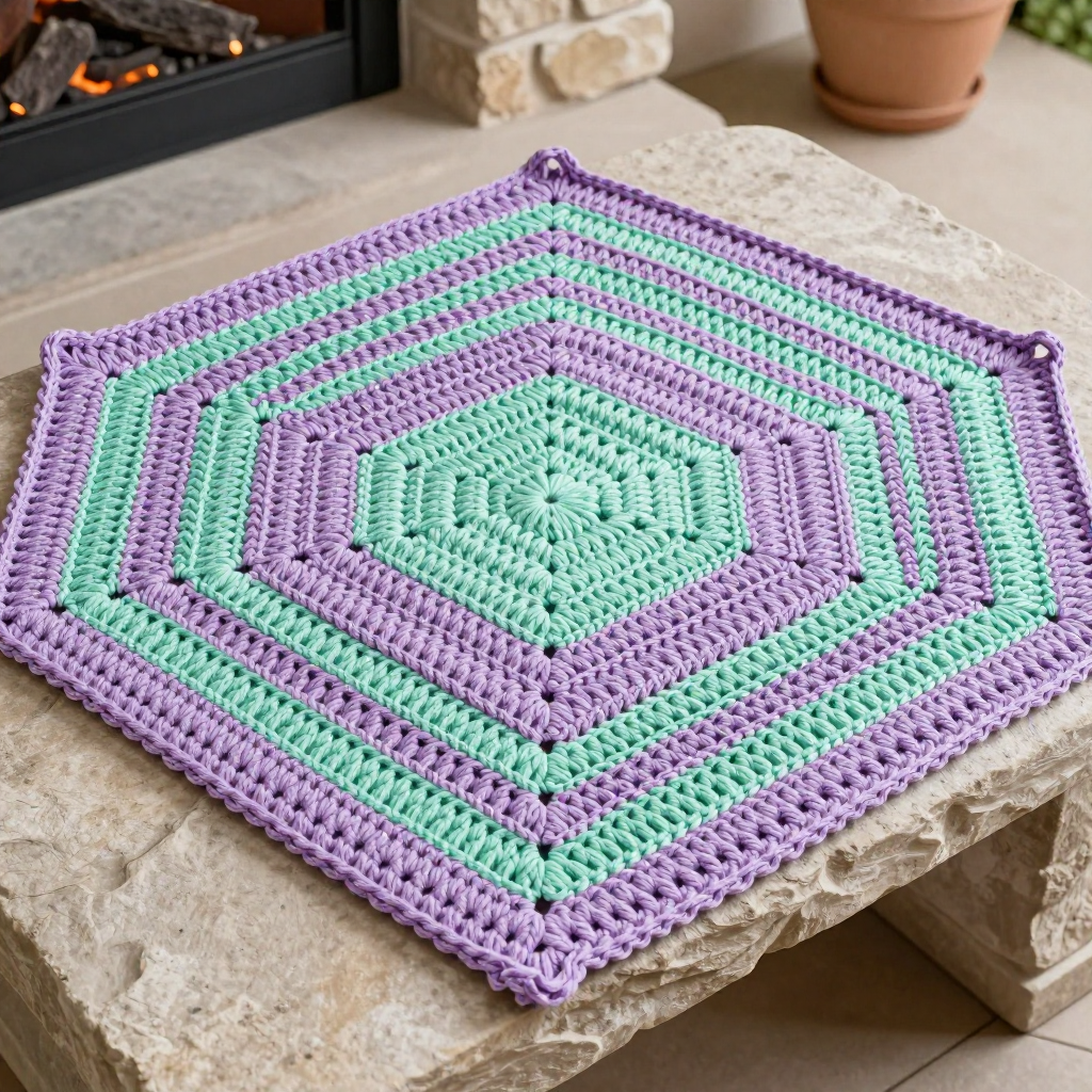 Mint Center Log Cabin Crochet Hot Pad Free Pattern