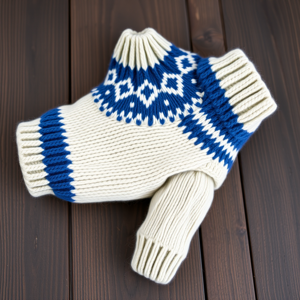 Nordic Fjord Dog Sweater Free Pattern – Knitted Geometric Yoke Pullover