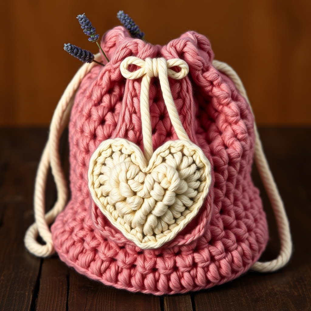 The Secret Garden Heart Pocket Drawstring Backpack: A Free Crochet Pattern