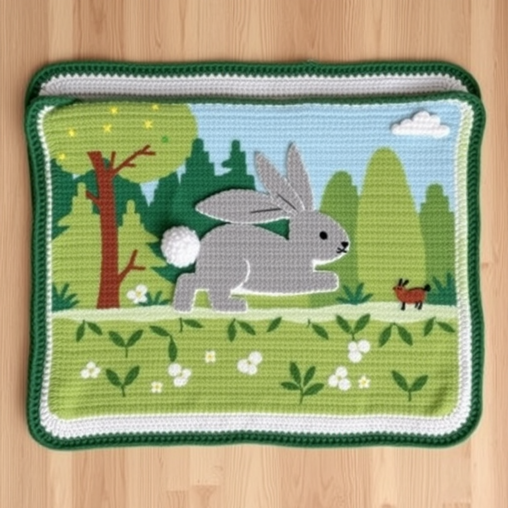 Whimsical Woodland Bunny C2C Baby Blanket Free Pattern