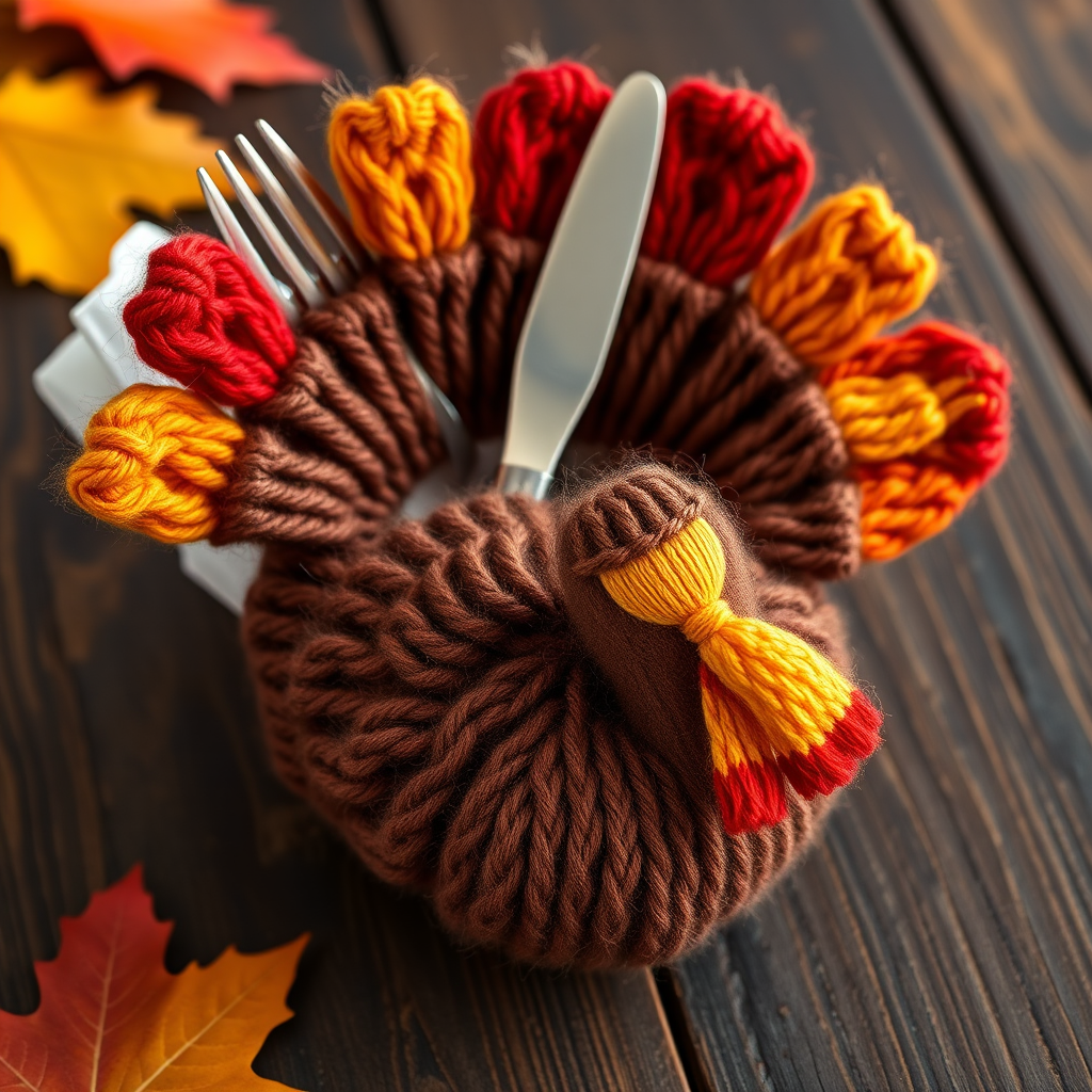 Harvest Moon Turkey Napkin Ring Free Pattern – Knitted Festive Flatware Holder