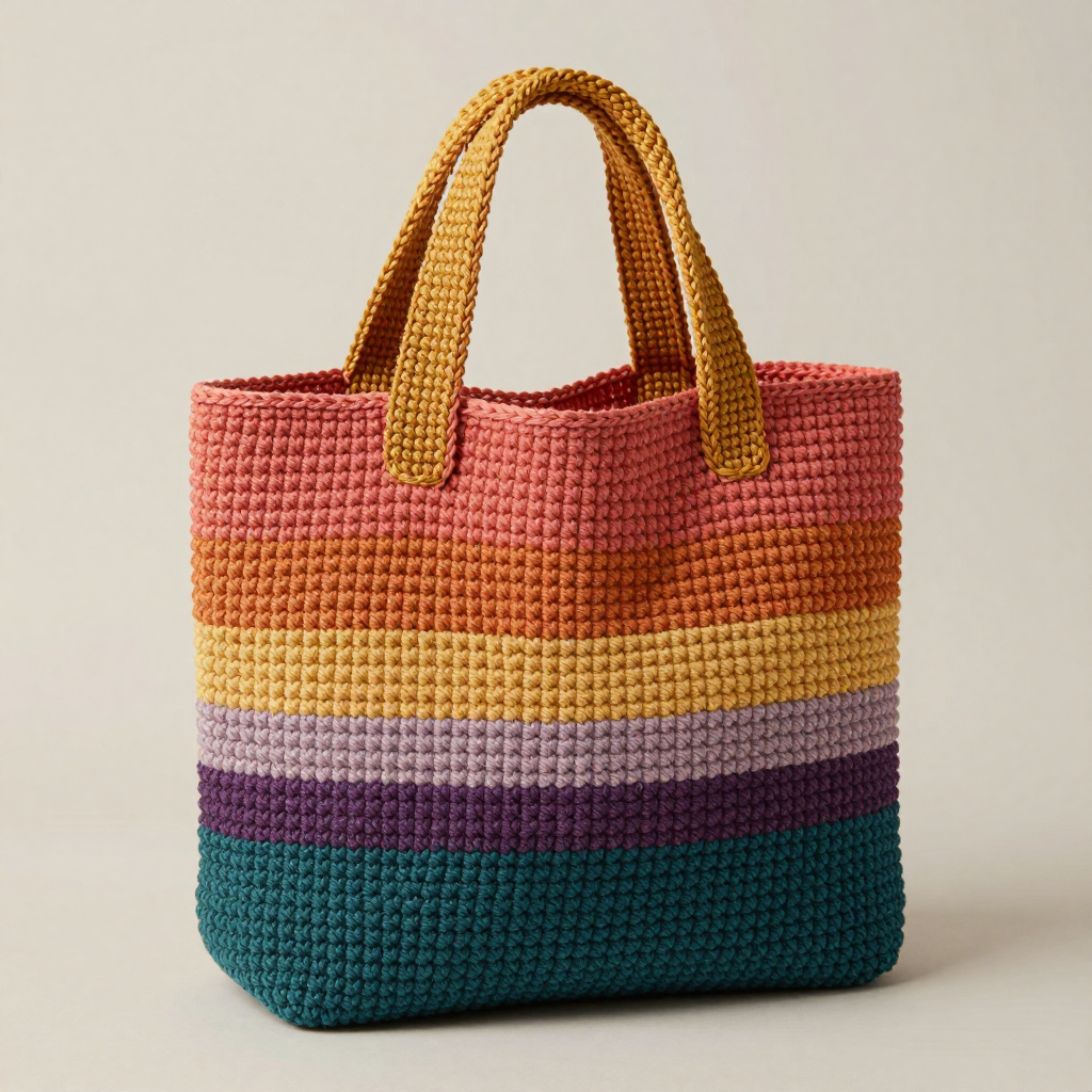 Sunset Horizon Striped Market Tote Free Pattern