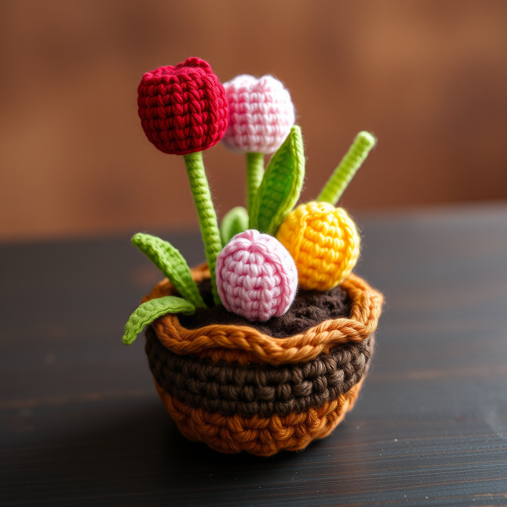 Tulip Bulb Garden Amigurumi Set Free Crochet Pattern