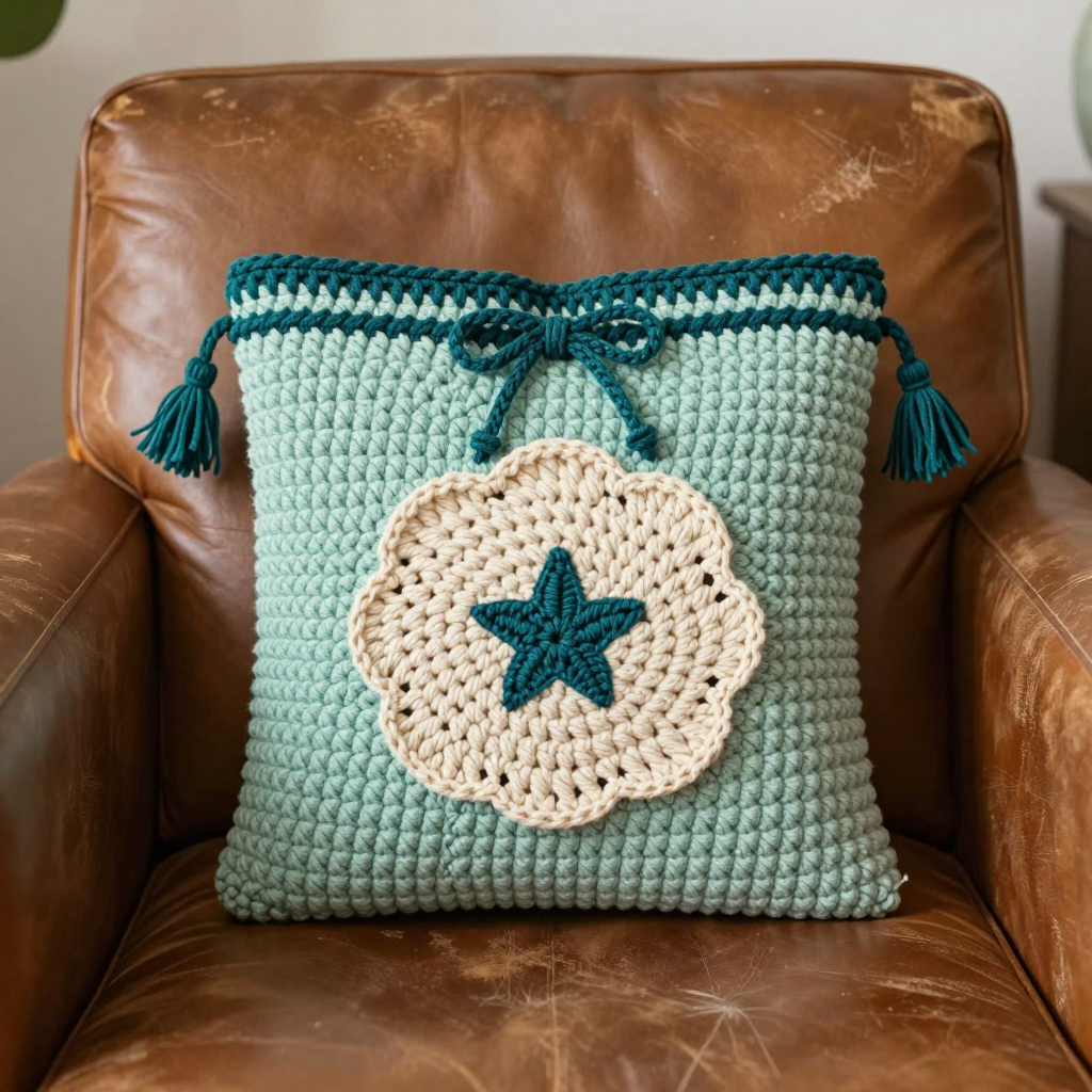 Sand Dollar Keepsake Sachet Free Crochet Pattern: Ocean Blues Drawstring Pouch