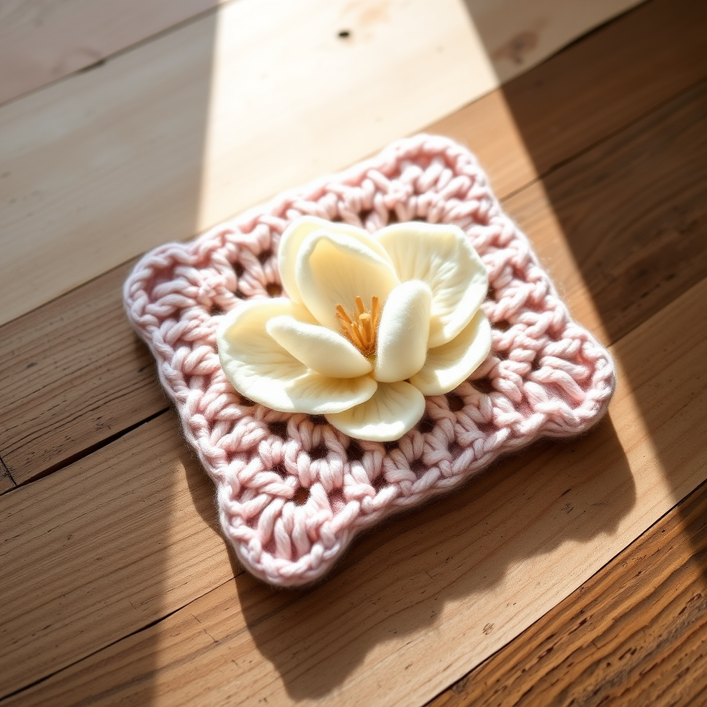 Magnolia Blossom Coaster Set Free Pattern – Knit a Petal Soft Table Garden