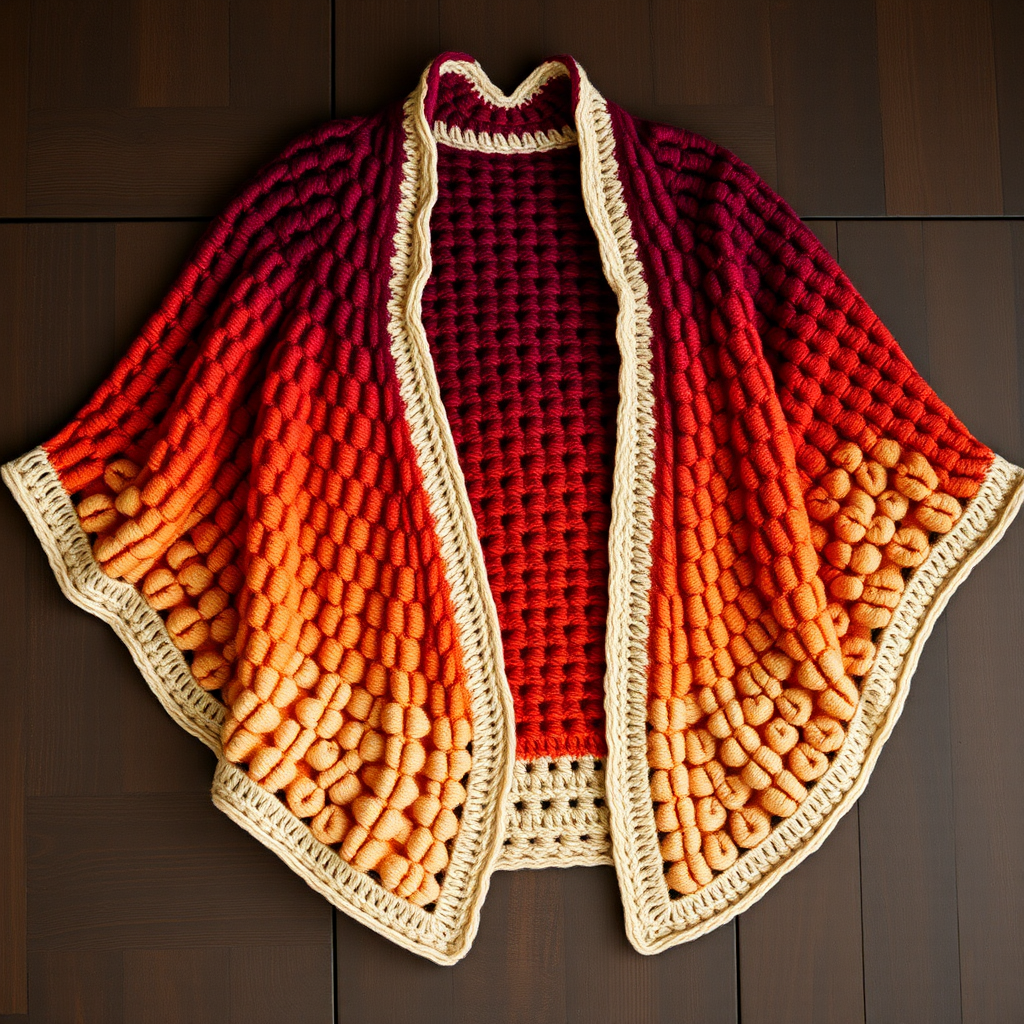 Aurora Dune Cocoon Cardigan Free Crochet Pattern – Textured Gradient Wrap
