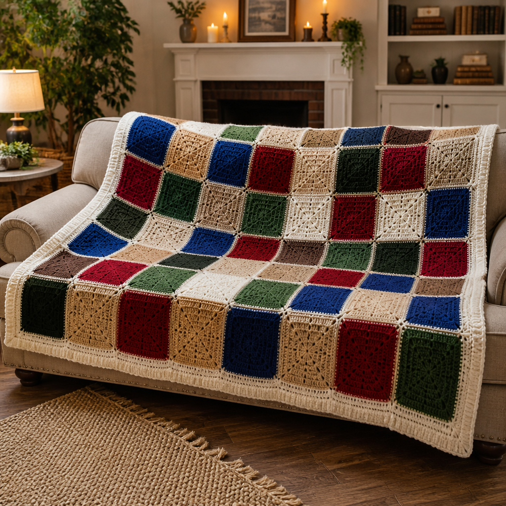 Crochet Vibrant Patchwork Granny Square Afghan Free Pattern