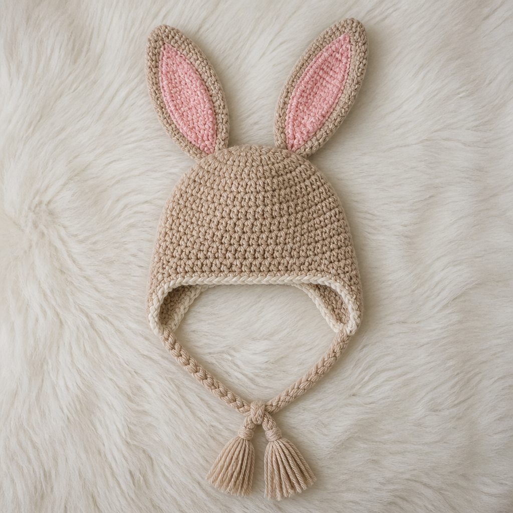 Crochet Adorable Bunny Earflap Hat Free Pattern