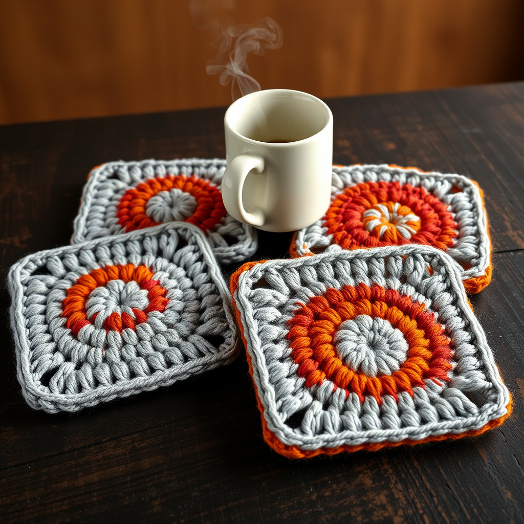 The Ember Glow Coaster Set: A Free Tunisian Crochet Pattern for Textured, Heat-Reactive Coasters