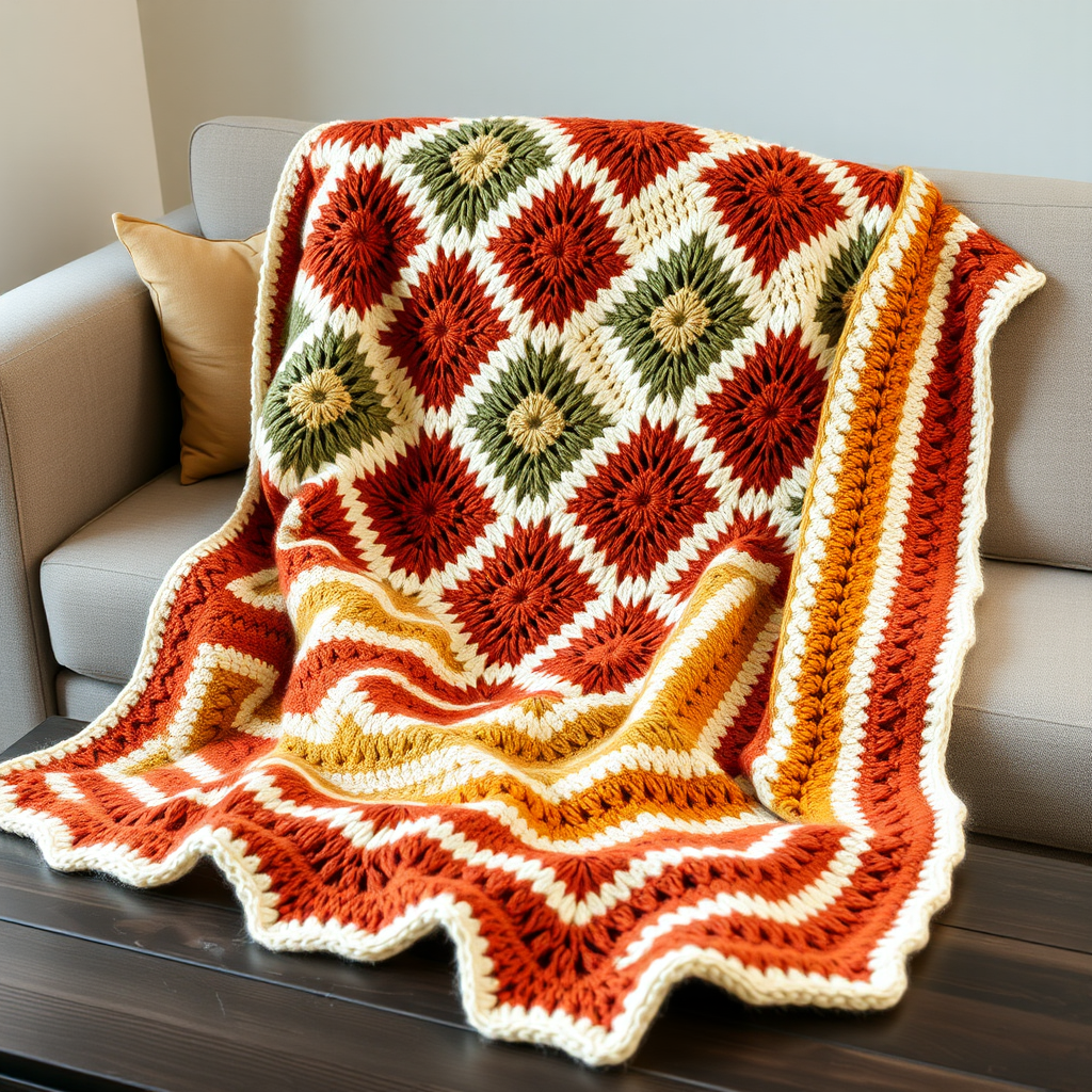 Desert Bloom Mosaic Throw Free Pattern