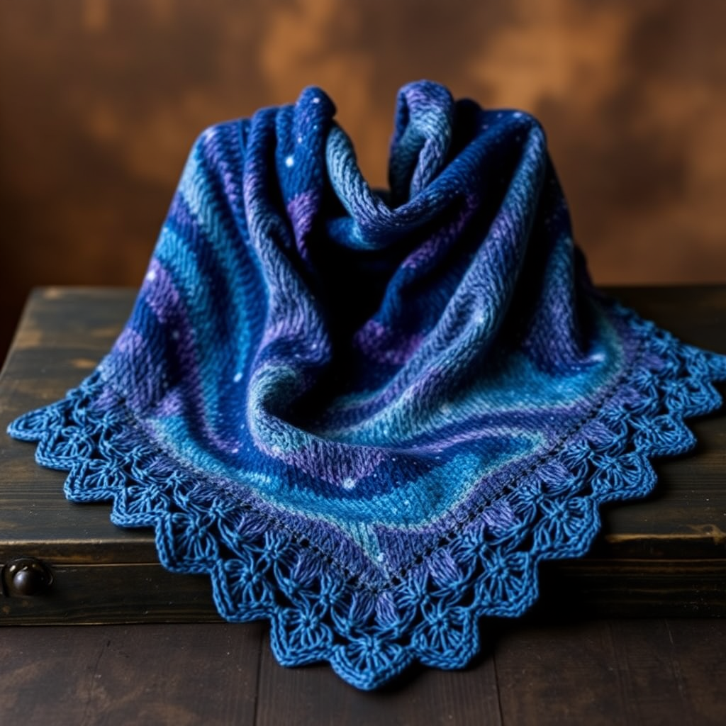 Free Pattern: Galactic Side Saddle Stitch Nebula Shawl