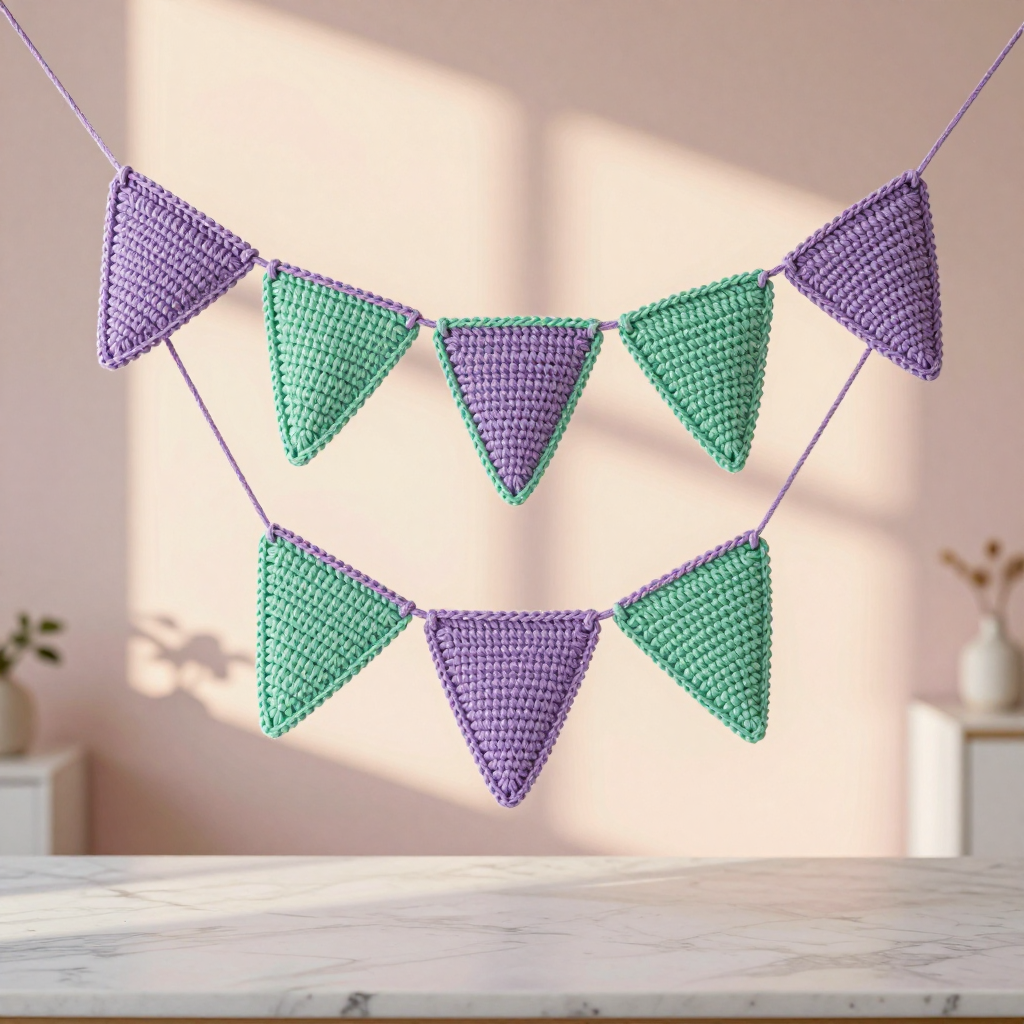 Fairycore Lavender & Mint Single Crochet Bunting - Free Pattern