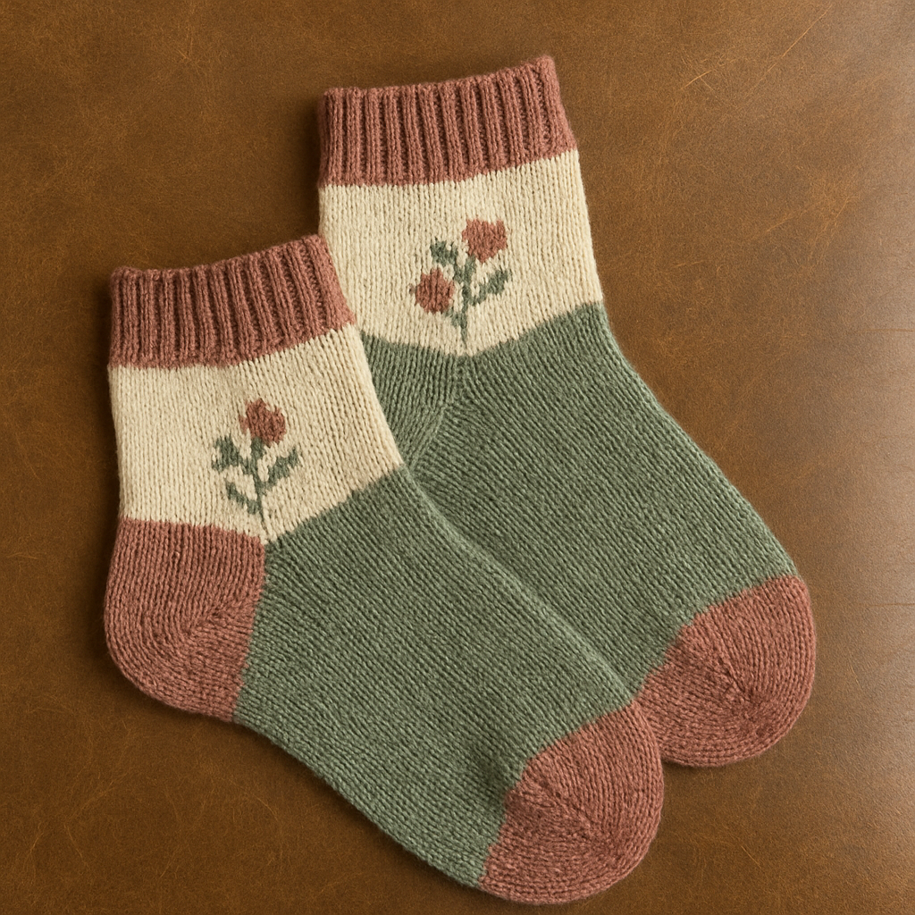 Vintage Floral Minimalist Socks Free Pattern