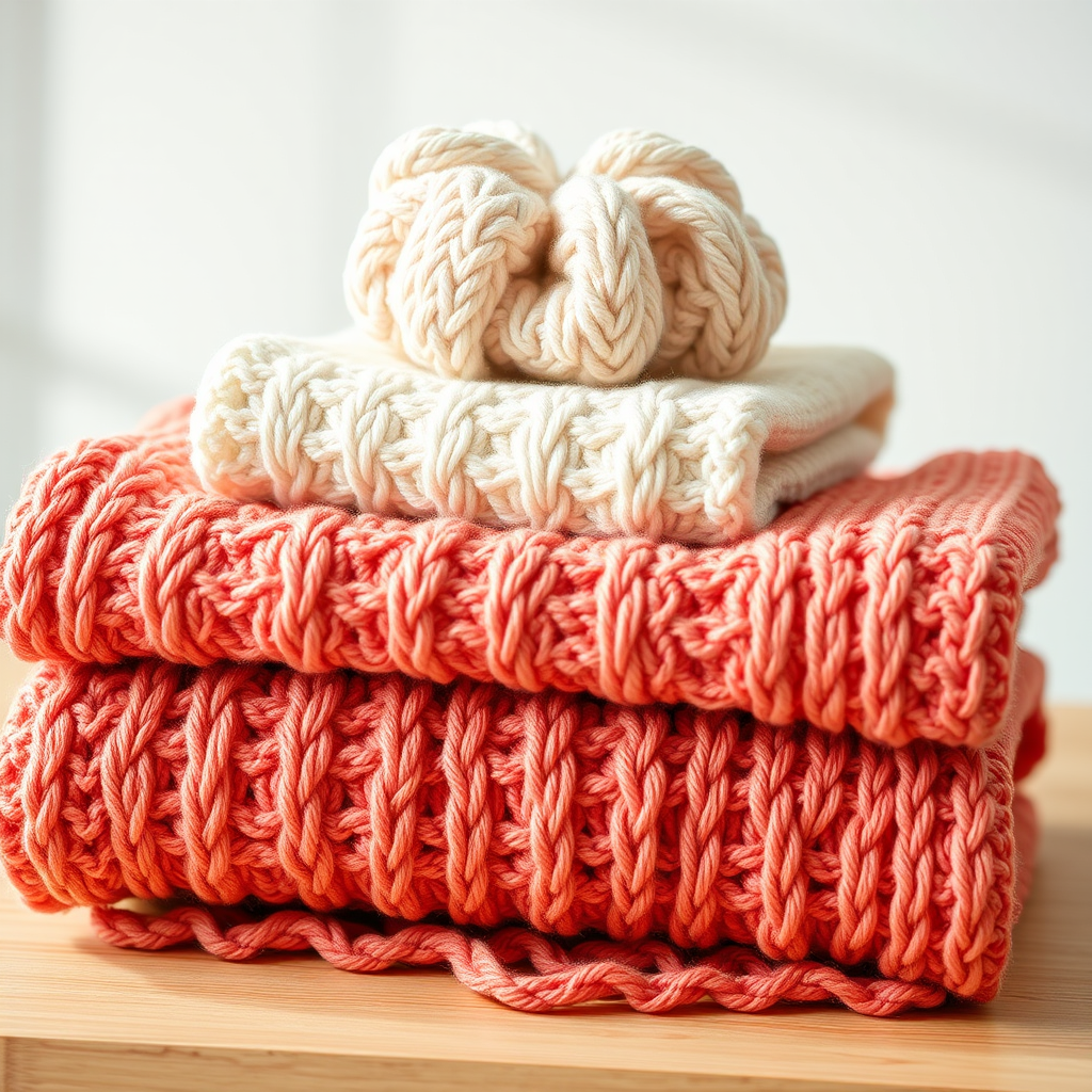 Chunky Crochet Ribbed Towel Set