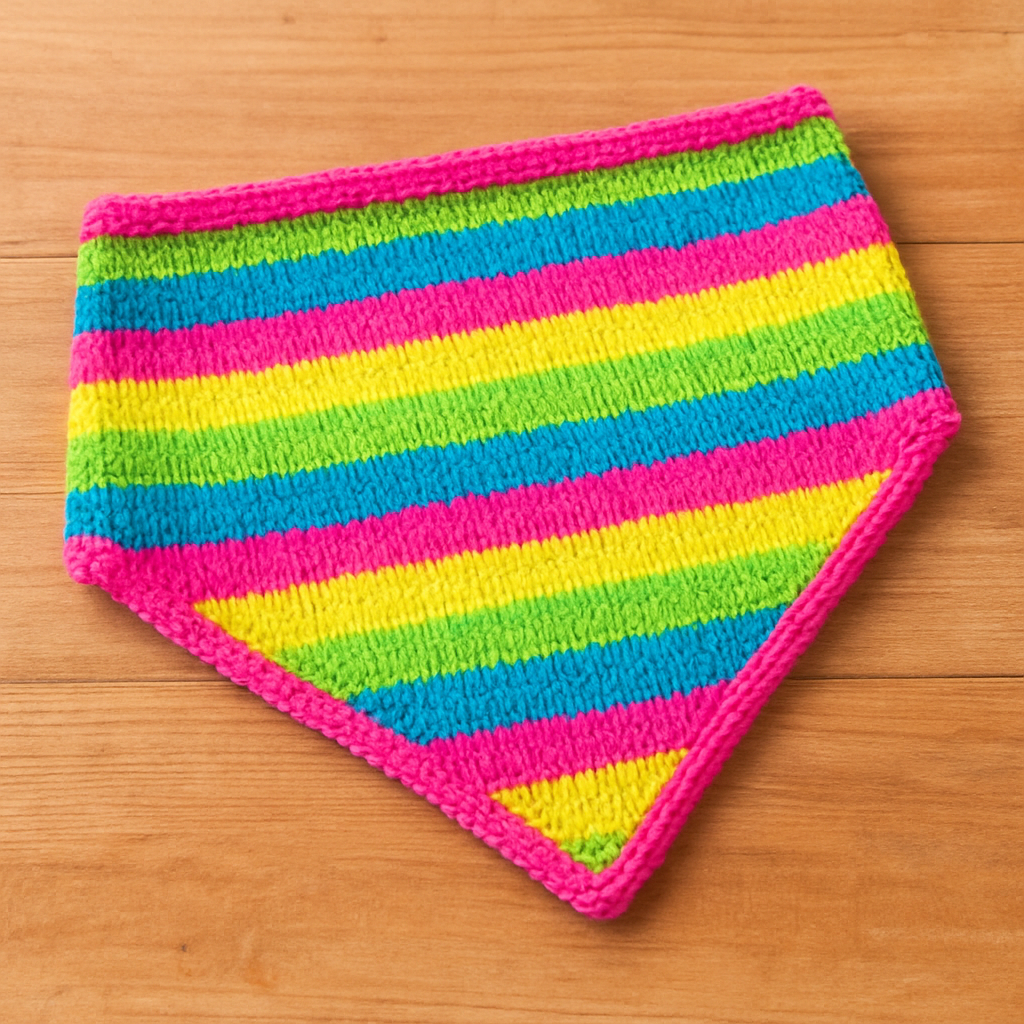 Neon Y2K Striped Pet Bandana - Free Pattern