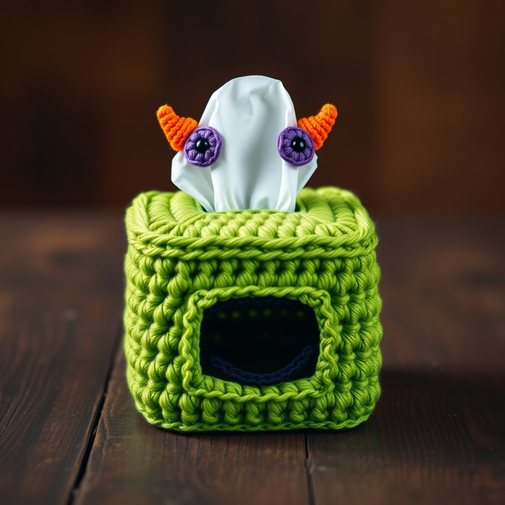 Whimsical Monster Tissue Box Cover Free Pattern