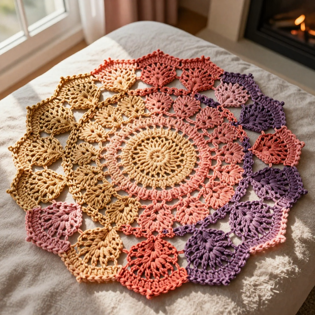 Dusk Petal Doily Pair: Free Crochet Pattern for Sunset Ombre Pineapple Lace Doilies