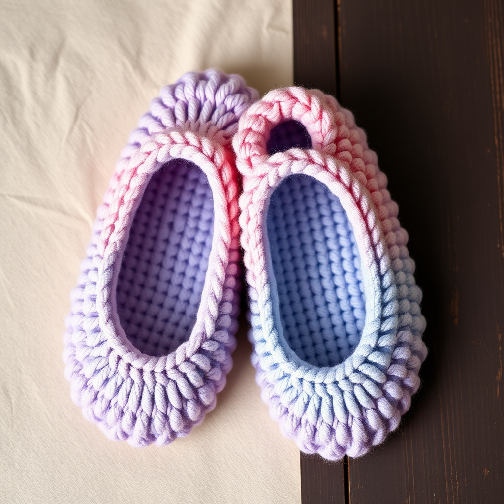 Aurora Cloud Slippers Free Crochet Pattern – Dreamy Gradient House Slippers